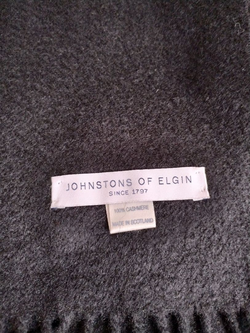 ジョンストンズ カシミヤ100%大判ストール 黒