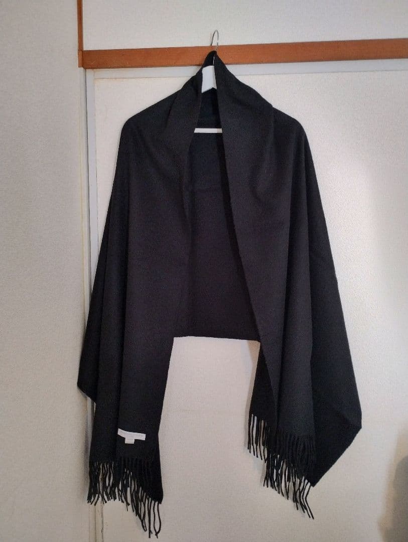 ジョンストンズ カシミヤ100%大判ストール 黒