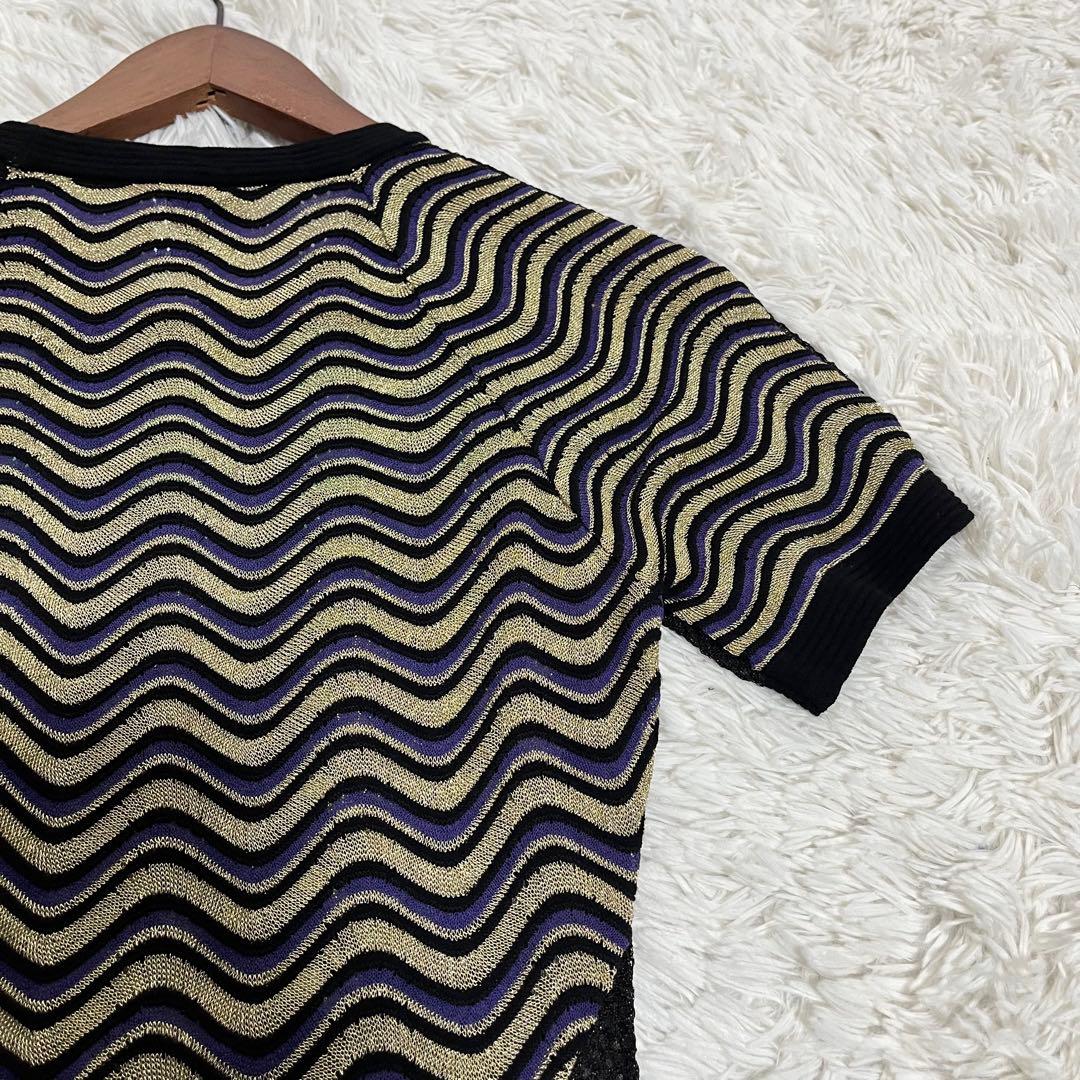 エムミッソーニ ロングニットワンピース ラメ 総柄 Aライン XL