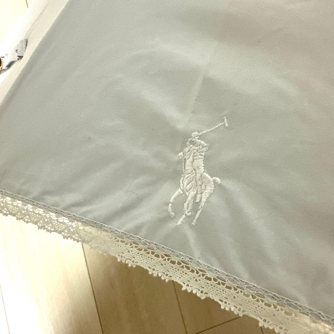 新品未使用タグ付　日本製ポロラルフローレン上質な晴雨兼用パラソルロゴ刺繍＆レース