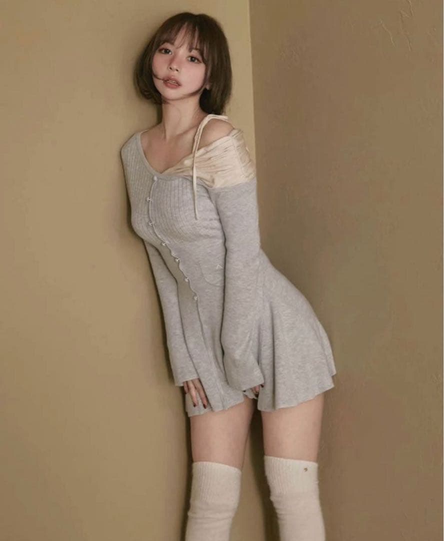 ワンピース andmary Helen knit flare mini dress