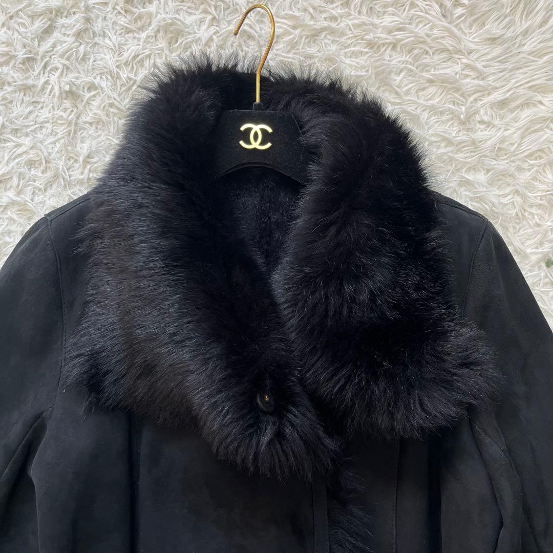 美品✨Yves SALOMON イヴサロモン ムートン ファーコート ブラックM