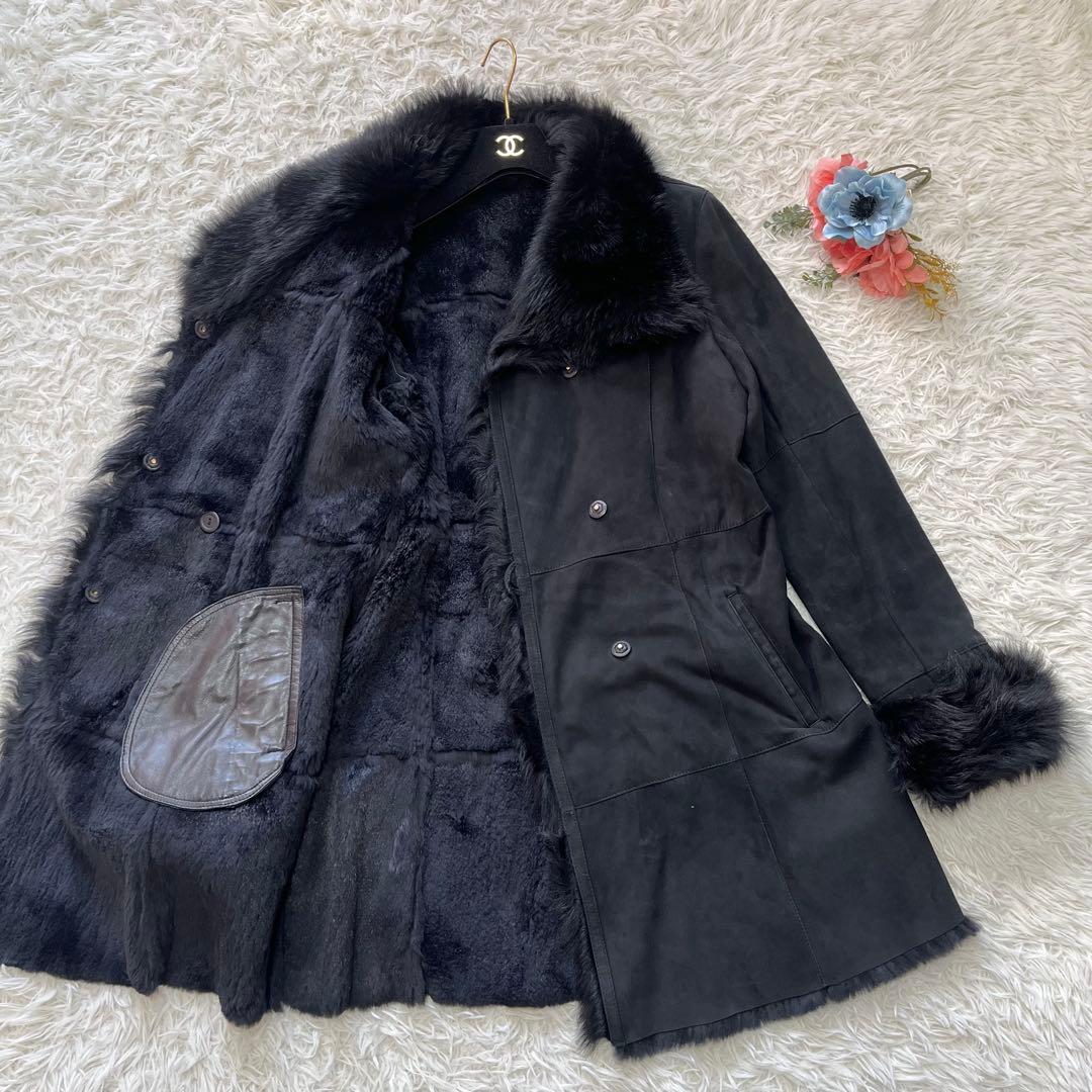 美品✨Yves SALOMON イヴサロモン ムートン ファーコート ブラックM