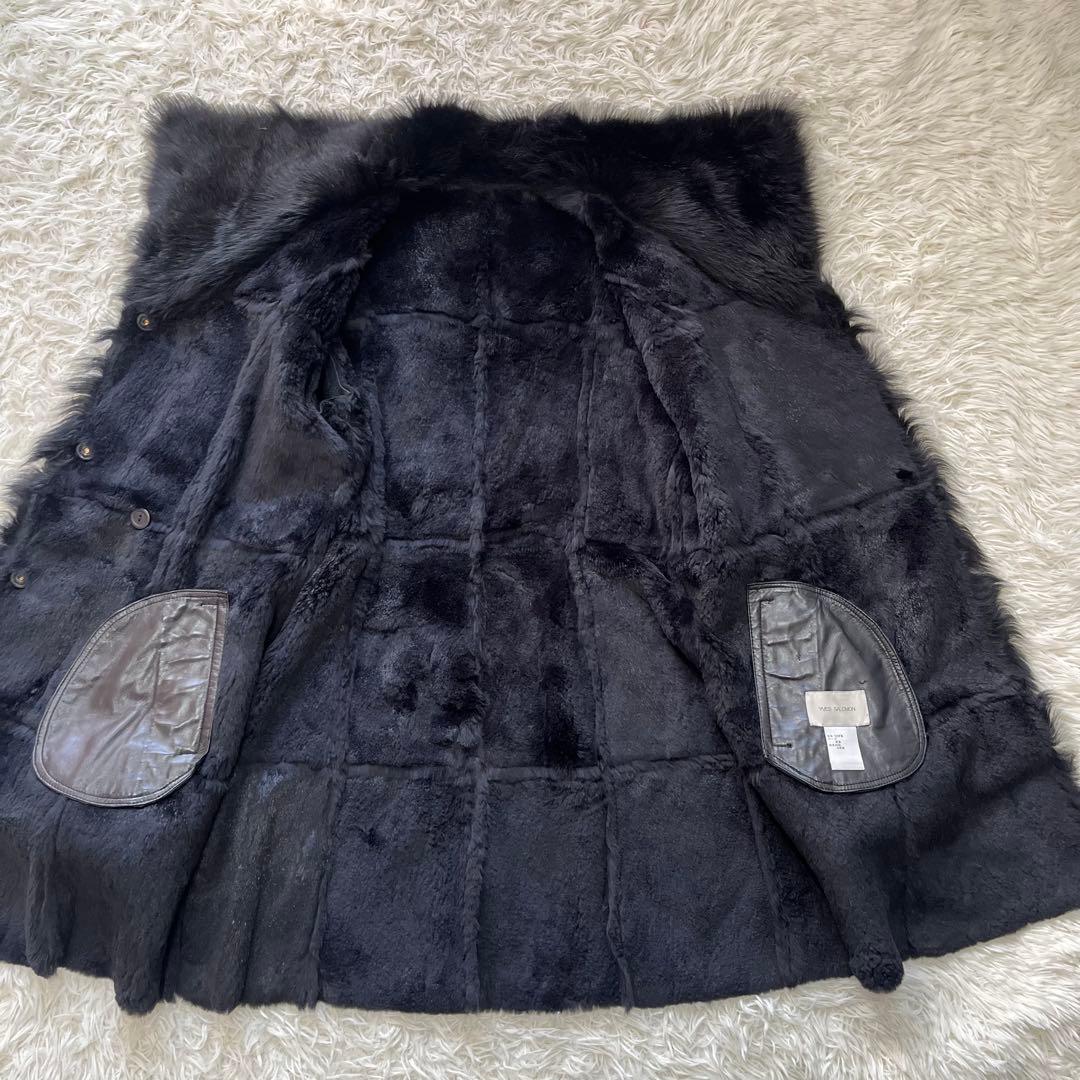 美品✨Yves SALOMON イヴサロモン ムートン ファーコート ブラックM