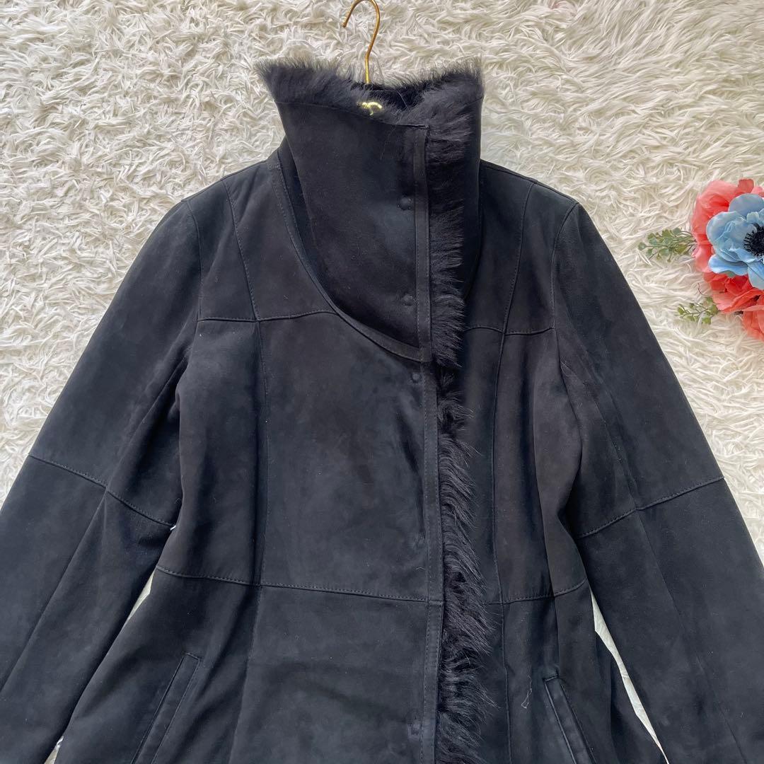 美品✨Yves SALOMON イヴサロモン ムートン ファーコート ブラックM