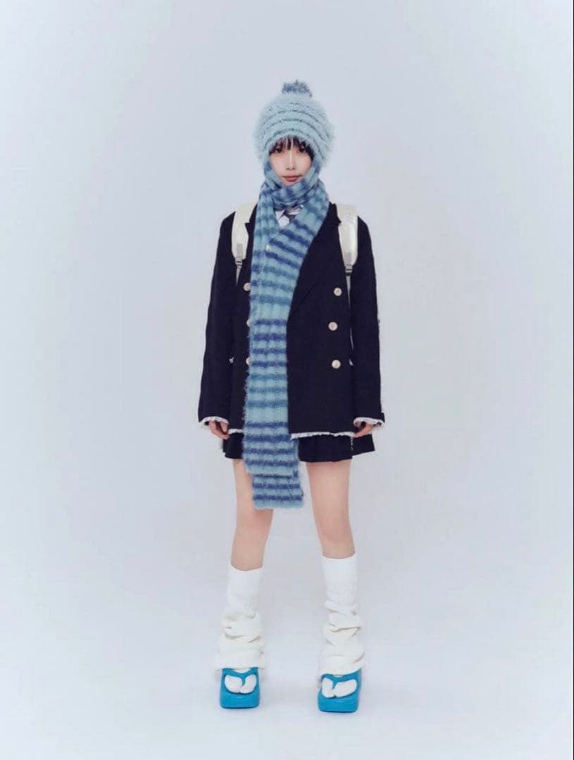 マフラーニットキャップ　ヘルブラウ　あの