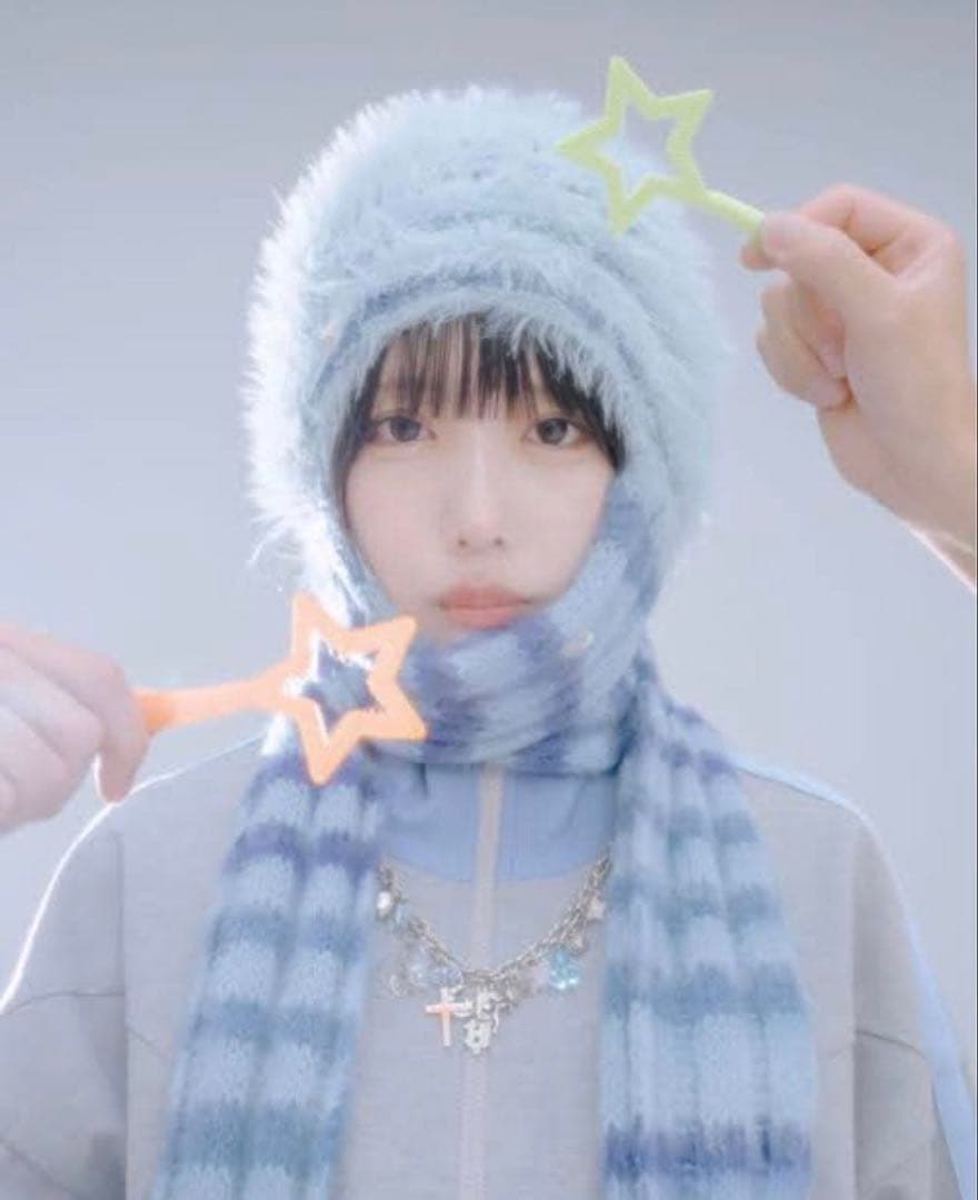 マフラーニットキャップ　ヘルブラウ　あの