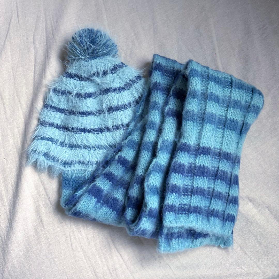 マフラーニットキャップ　ヘルブラウ　あの