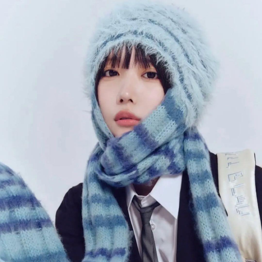 マフラーニットキャップ　ヘルブラウ　あの