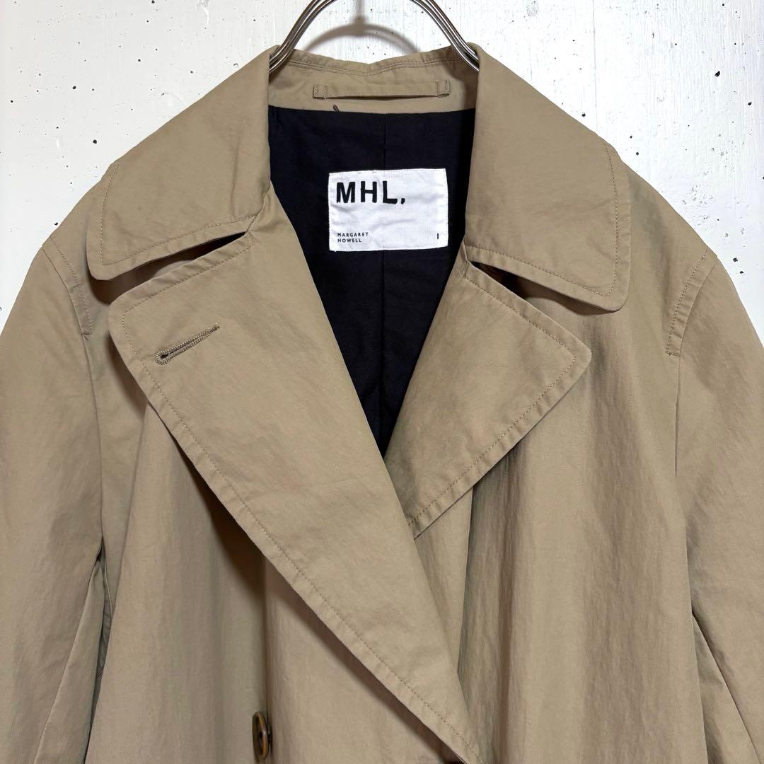 MHL. ドライワックスコットンナインロン トレンチコート ストーンベージュ