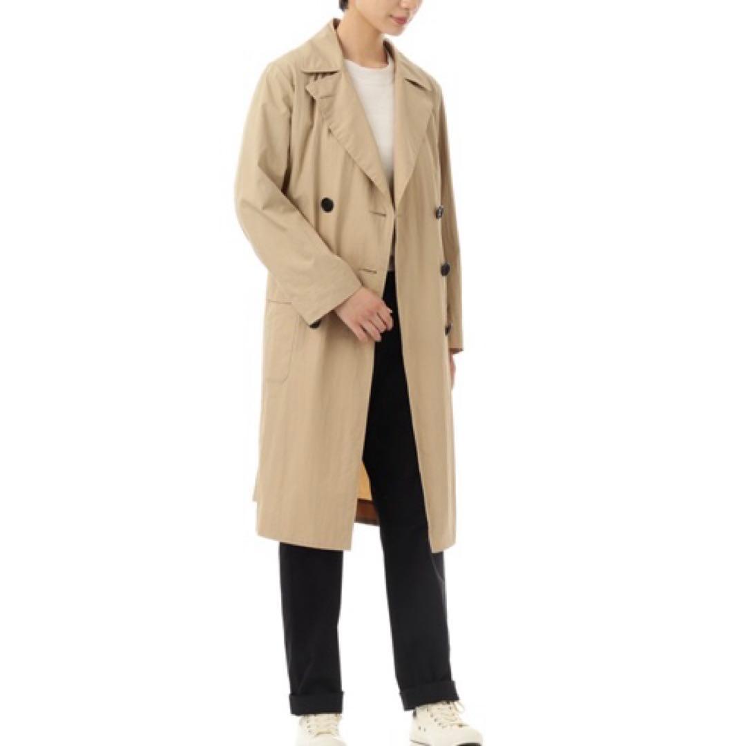 MHL. ドライワックスコットンナインロン トレンチコート ストーンベージュ