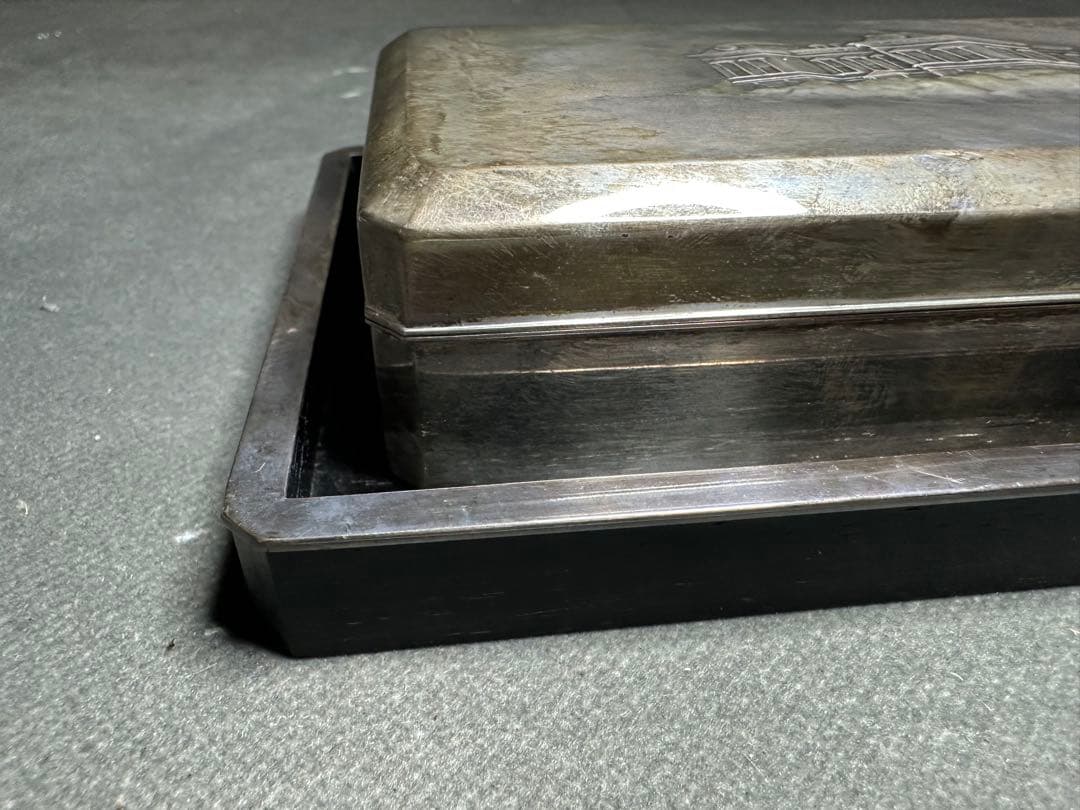 銀製三越 煙草具　煙草盆　内唐木　煙草入　小箱　喫煙具　小物入　アンティーク
