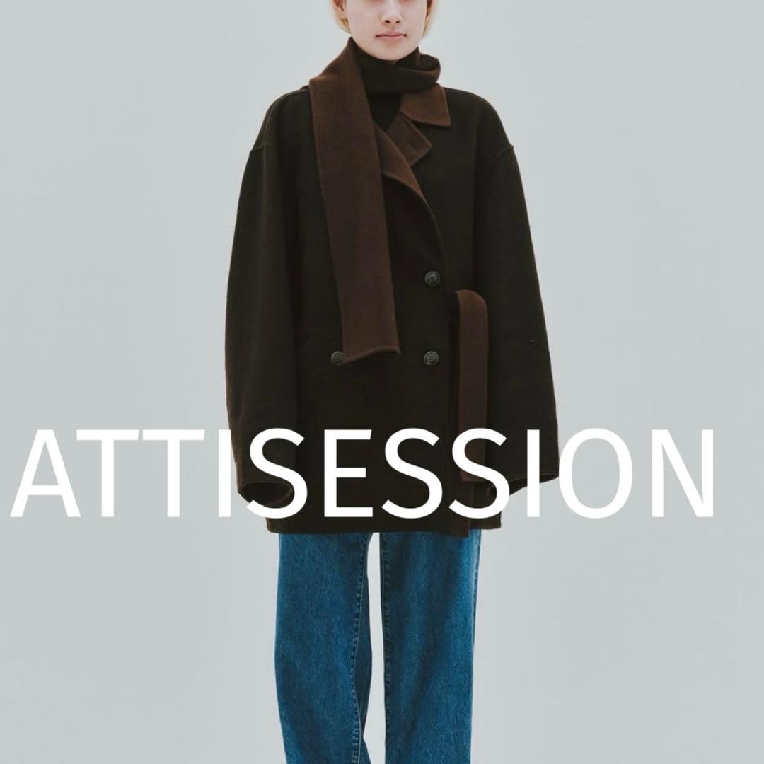 ATTISESSION ベルトコート Brown 38