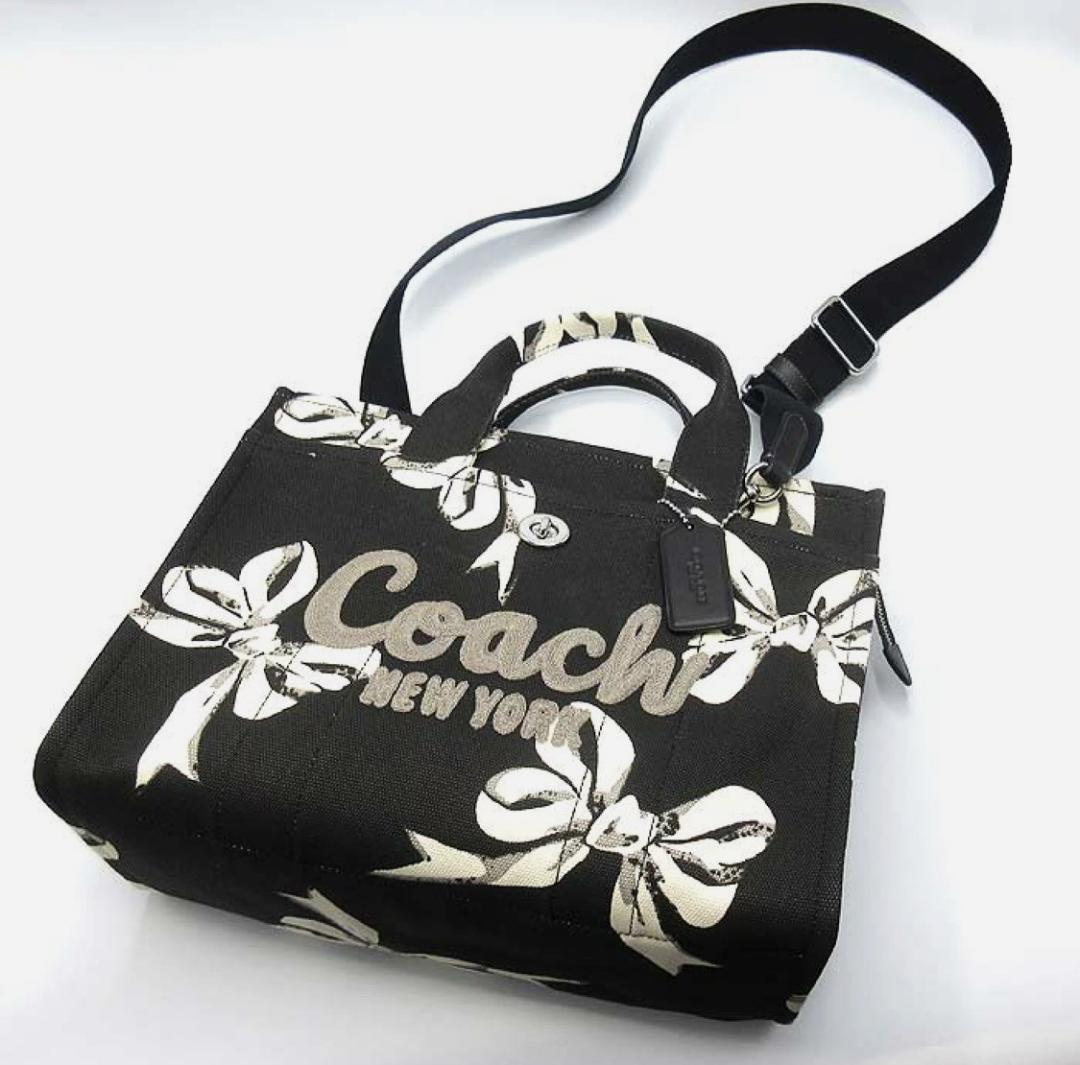 Y*U様 COACH CARGO リボンプリント 刺繍ロゴ トート 2WAY 斜