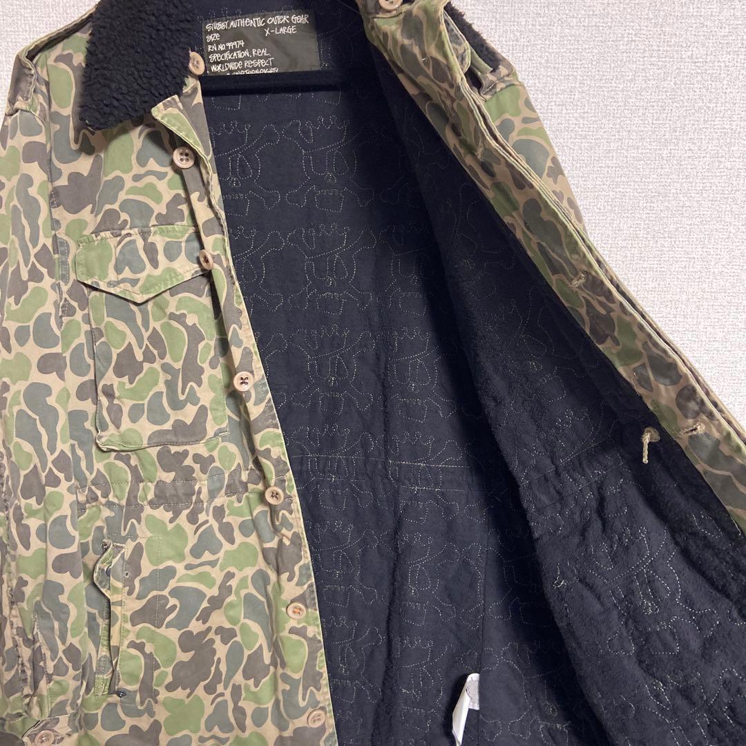 【激レア】オールドステューシー 迷彩 ダックハンターカモ 襟ボアジャケット XL