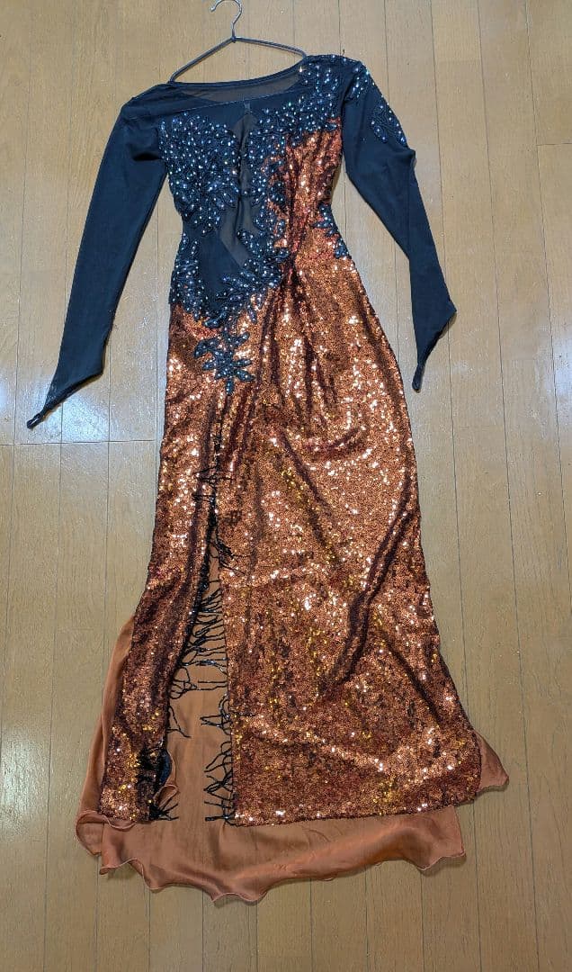 アルゼンチンタンゴドレス オレンジと黒ラメMIMI PINZON