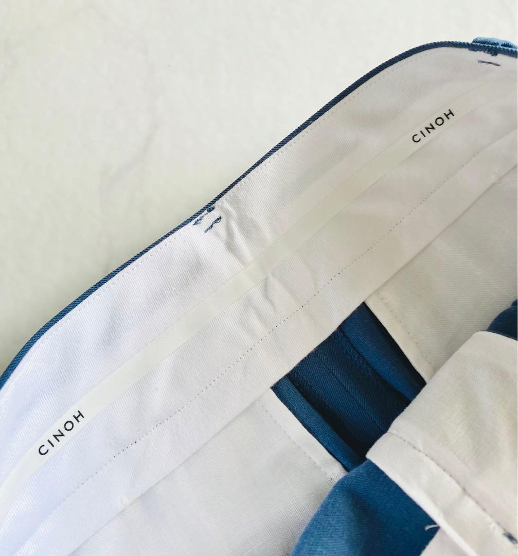 CINOH WOOL TWO TUCK PANTS ブルー 24AW 日本製