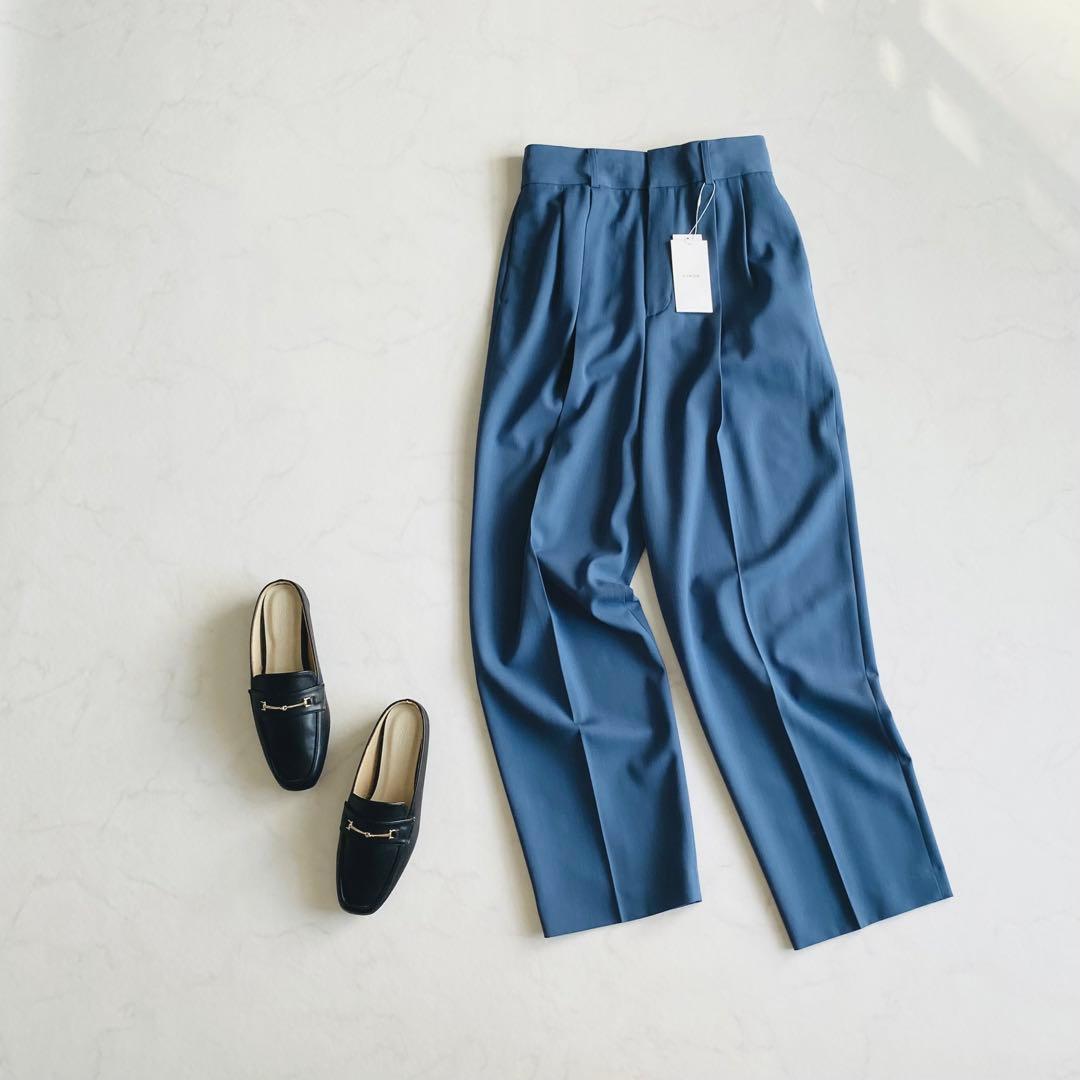 CINOH WOOL TWO TUCK PANTS ブルー 24AW 日本製