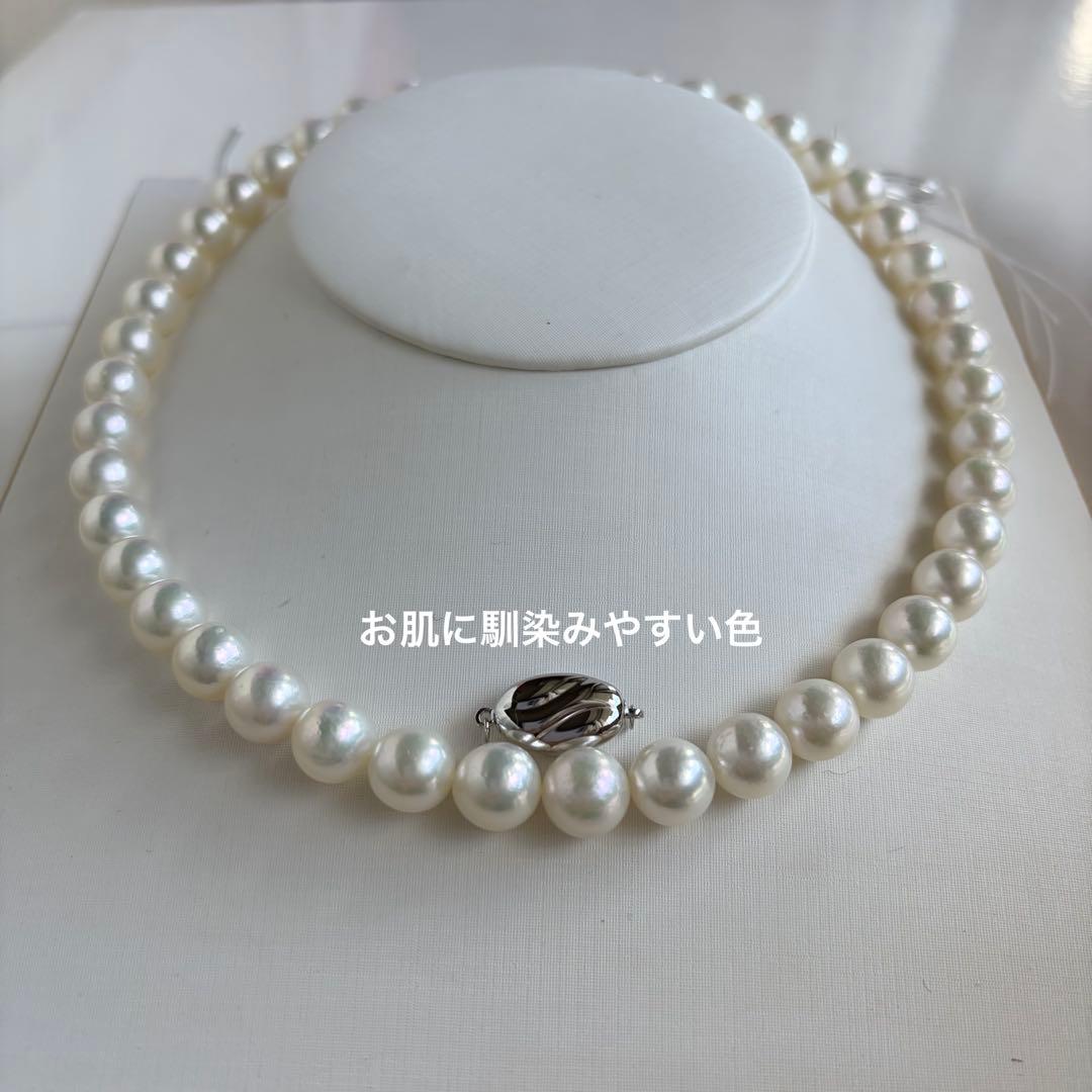 希少メガサイズ！！9.5-10mmあこやパール　無調色　akoya真珠ネックレス