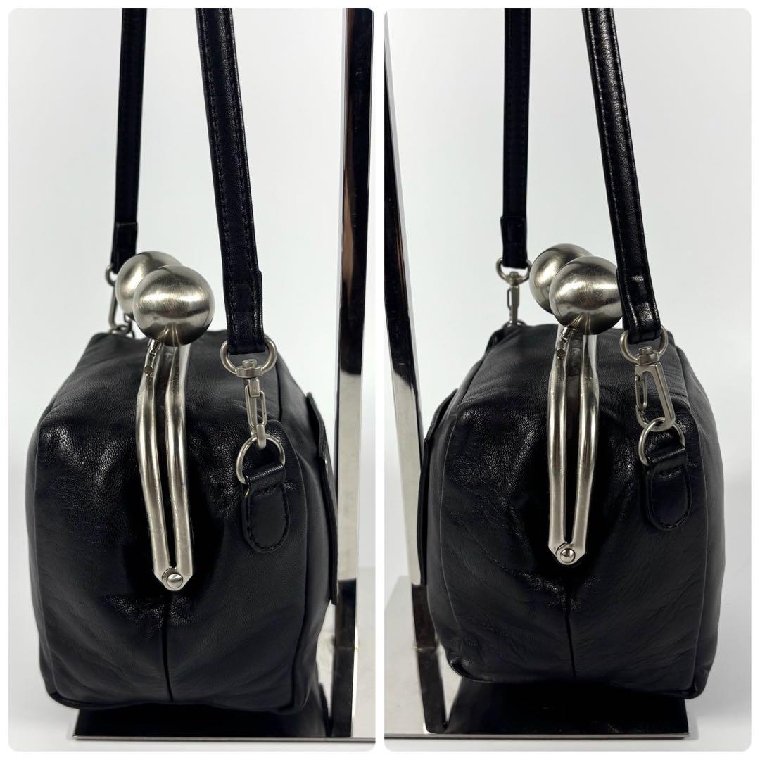 ✨極美品✨カワカワ ショルダーバッグ がま口 ミニ スクエア ボックス 黒