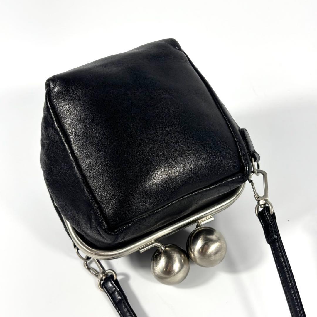 ✨極美品✨カワカワ ショルダーバッグ がま口 ミニ スクエア ボックス 黒