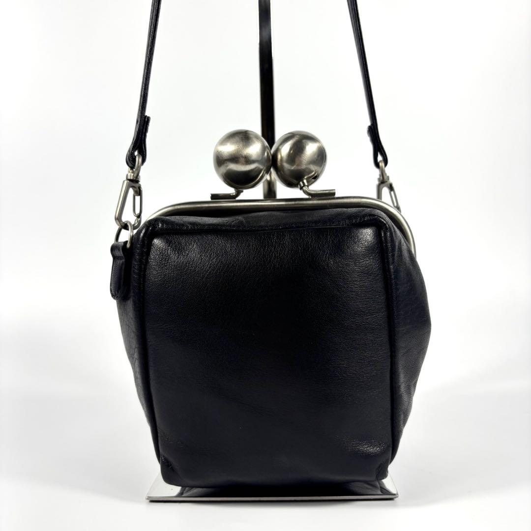 ✨極美品✨カワカワ ショルダーバッグ がま口 ミニ スクエア ボックス 黒