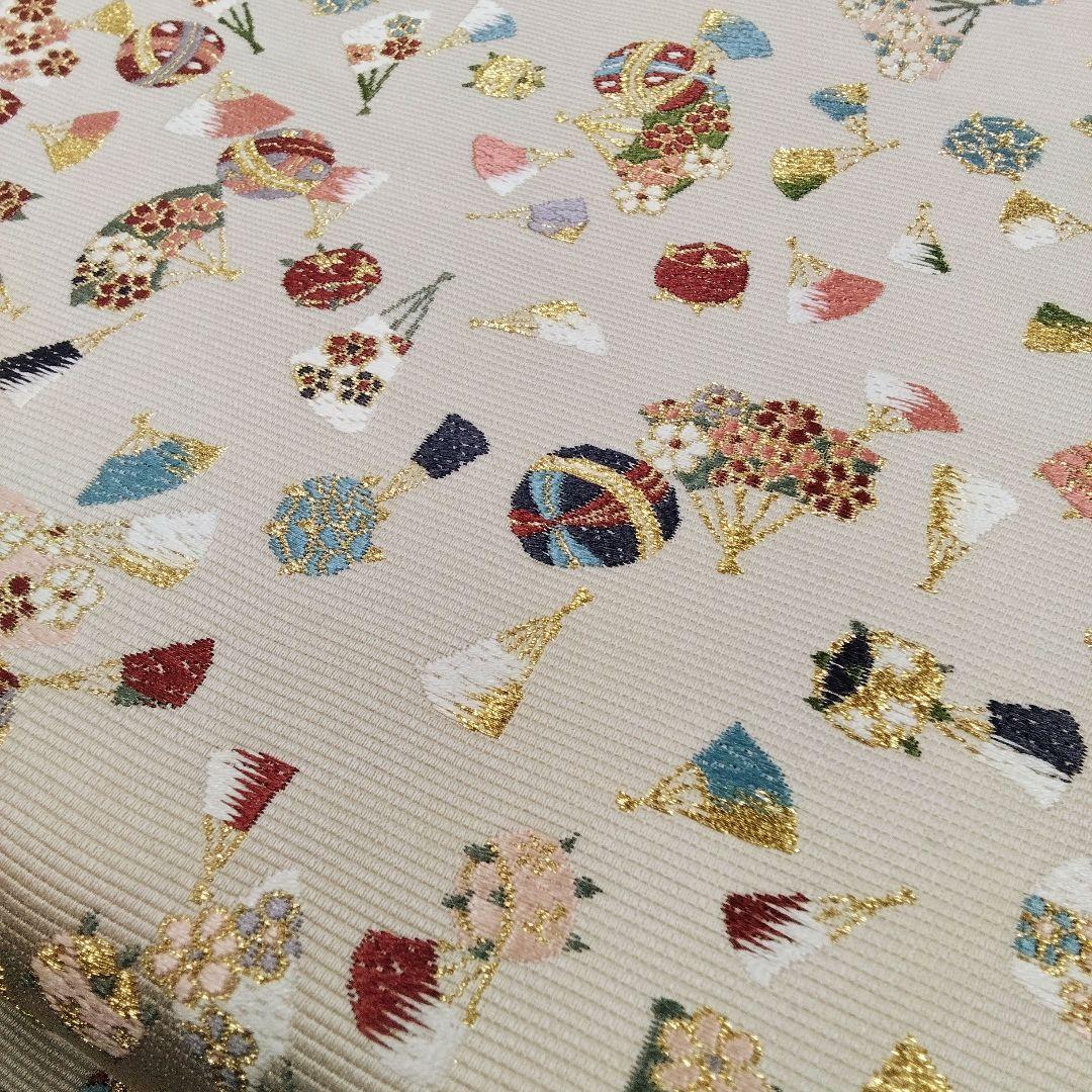 ◆山下織物◆ 袋帯 西陣織 山下織物 千代紙 グレージュ　金糸　#4088