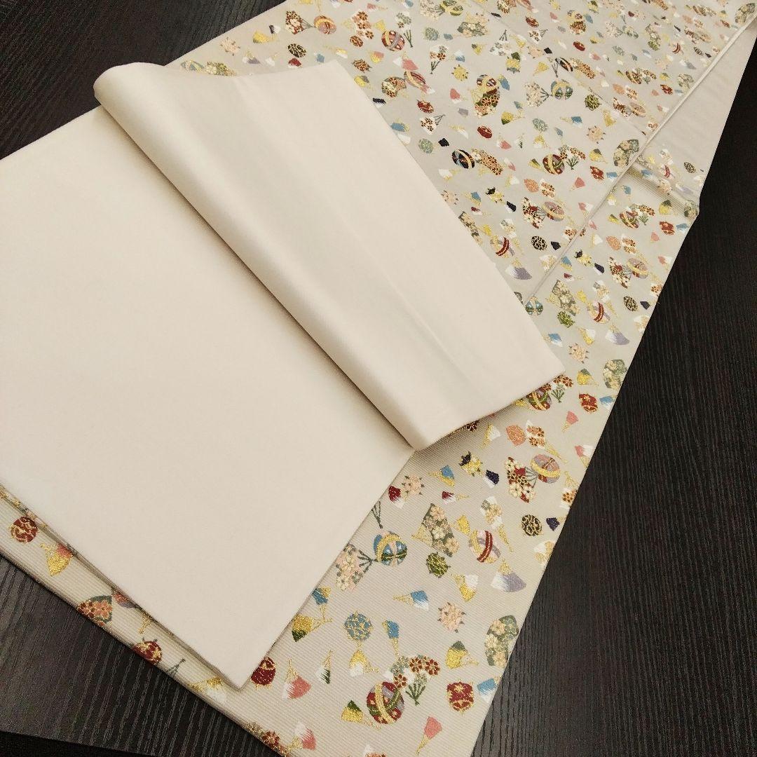 ◆山下織物◆ 袋帯 西陣織 山下織物 千代紙 グレージュ　金糸　#4088