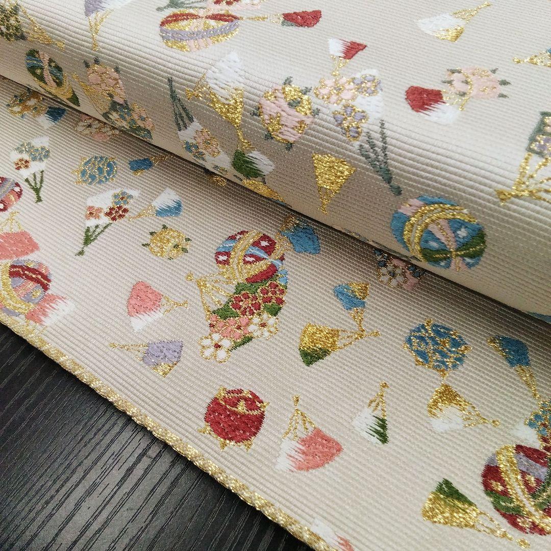 ◆山下織物◆ 袋帯 西陣織 山下織物 千代紙 グレージュ　金糸　#4088