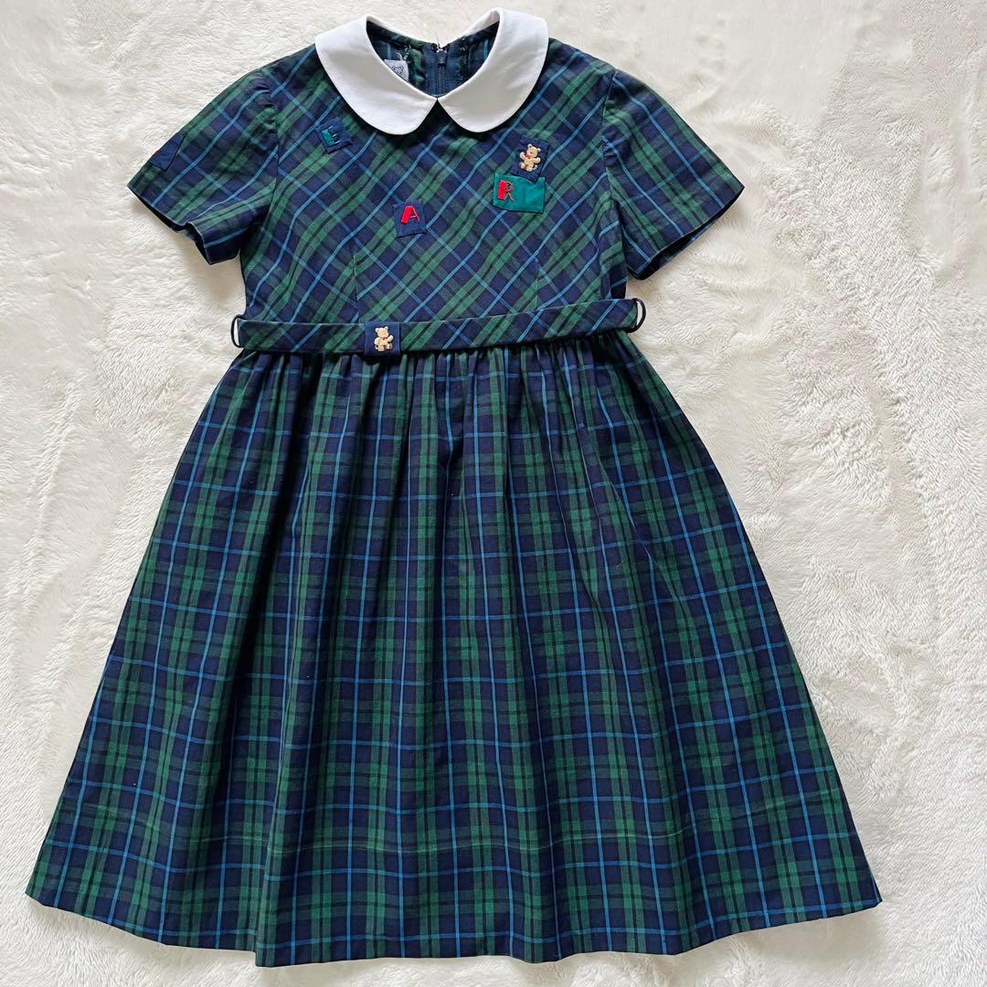 美品✨ファミリア　フォーマルアンサンブル　115 白襟ワンピース　ベア刺繍　くま