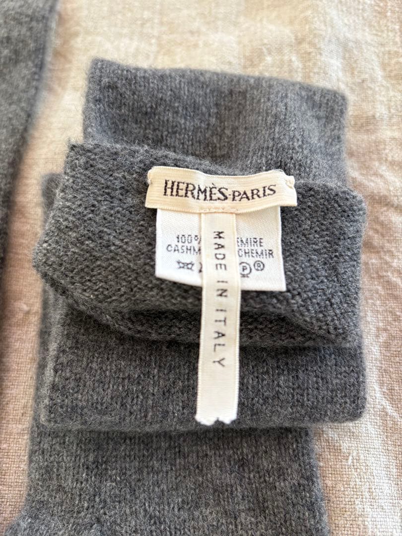 エルメスマルジェラ期カシミヤロンググローブ　手袋　グレー　極美品