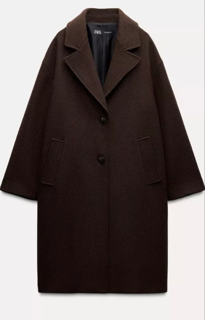 ZARA　ウールオーバーサイズコート　ブラウン