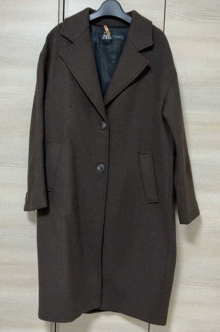 ZARA　ウールオーバーサイズコート　ブラウン