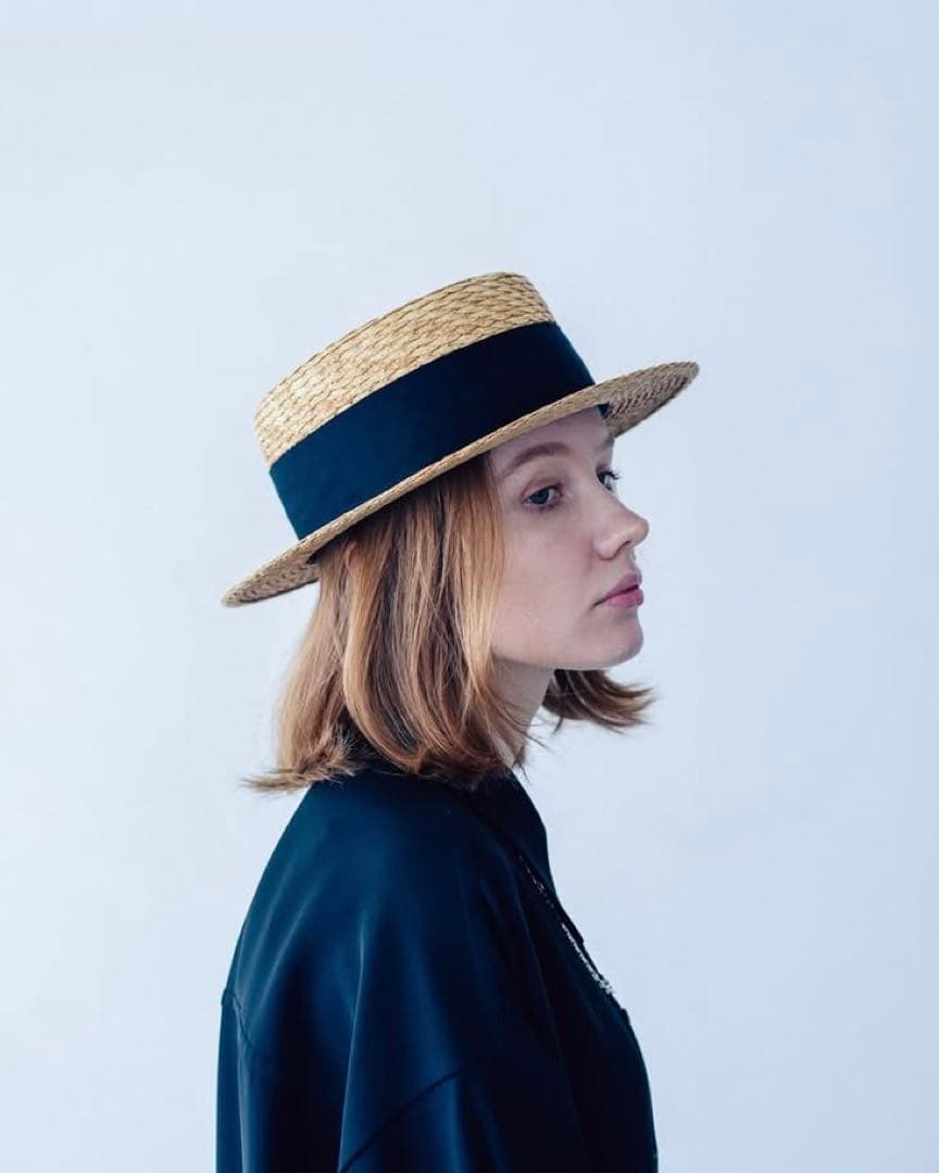 POANCA 移動帽子屋AURA 麦わら帽子　カンカン帽　黒リボン