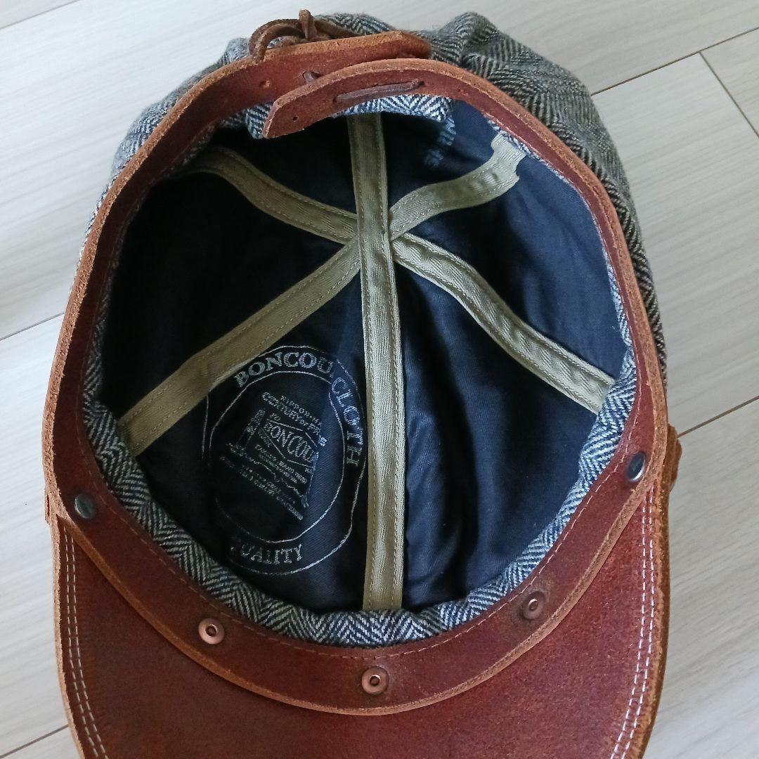BONCOURA 帽子 キャップ フリーサイズ 本革　ヘリンボーン
