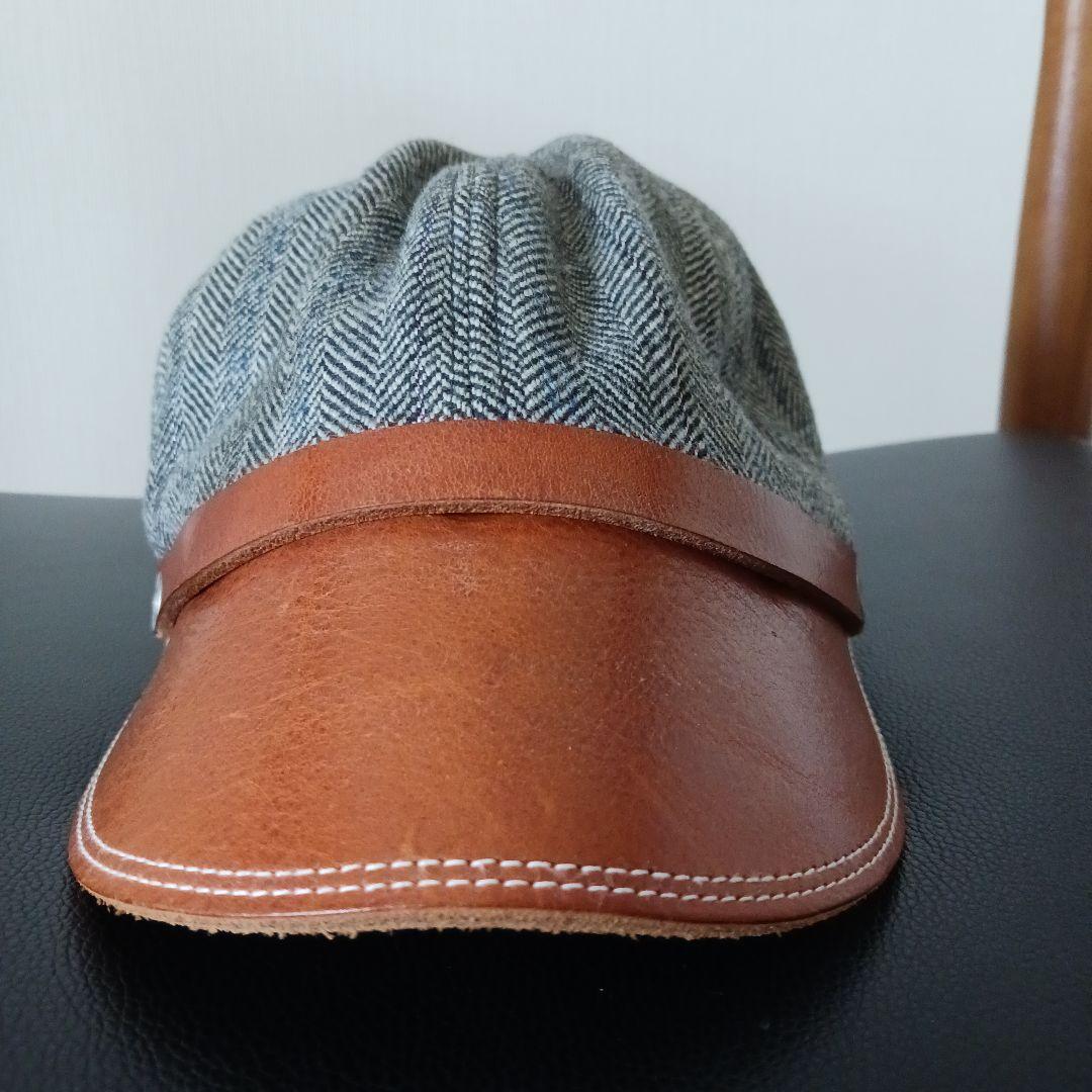 BONCOURA 帽子 キャップ フリーサイズ 本革　ヘリンボーン