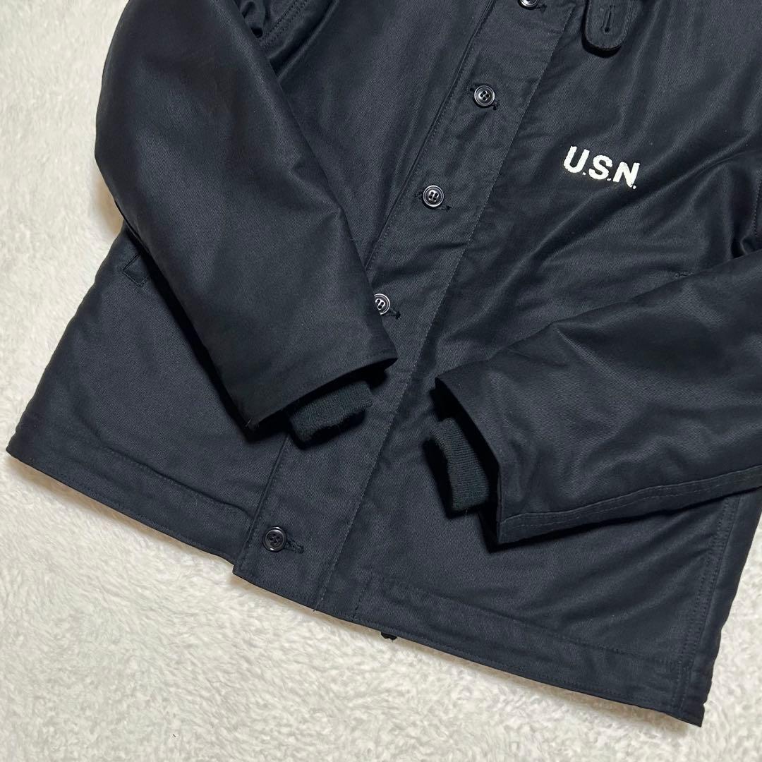 日本製 HOUSTON N-1 デッキジャケット IDEAL ジップ 黒 38