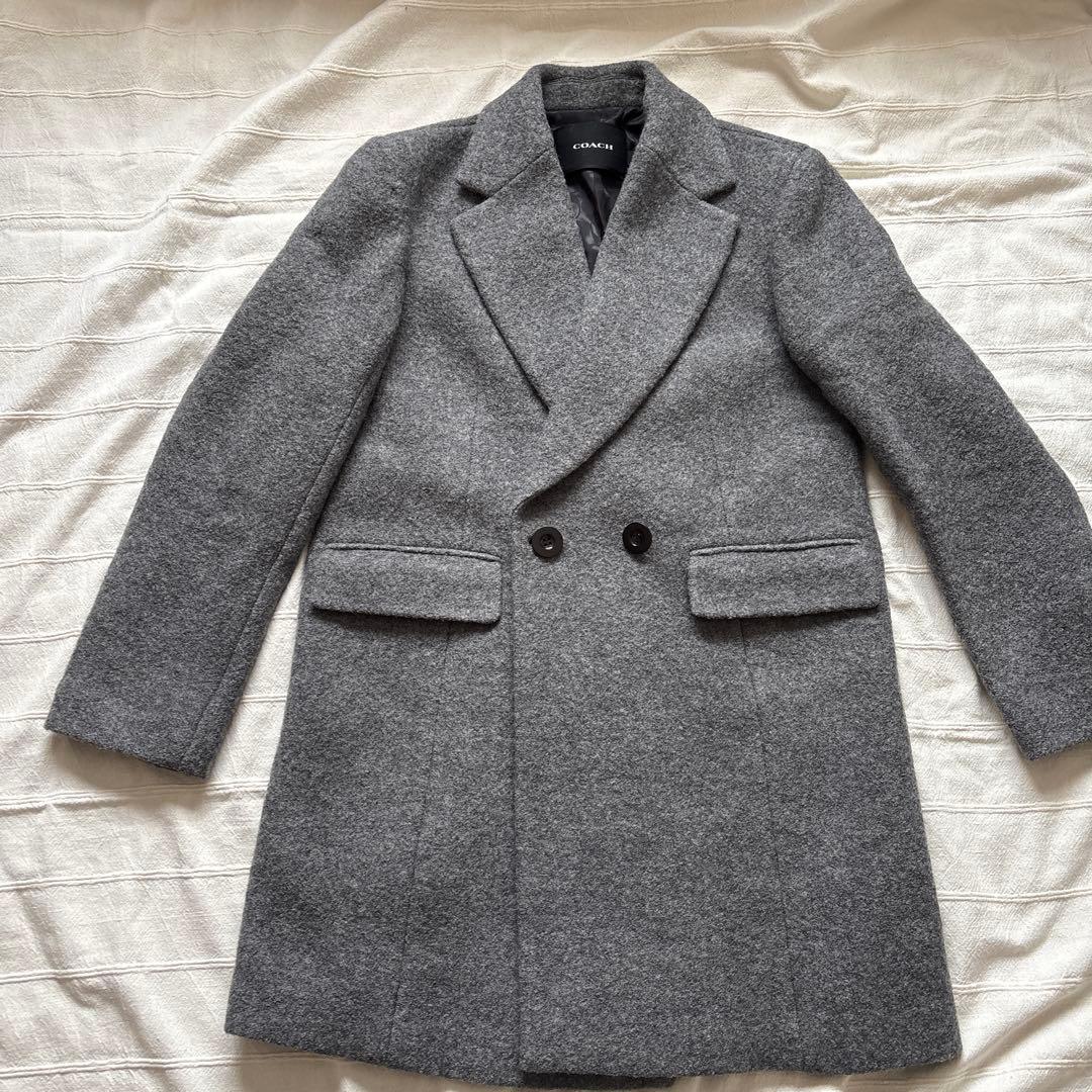 新品未使用コーチチェスターコートグレー米サイズXS 肩幅42cm身幅50cm