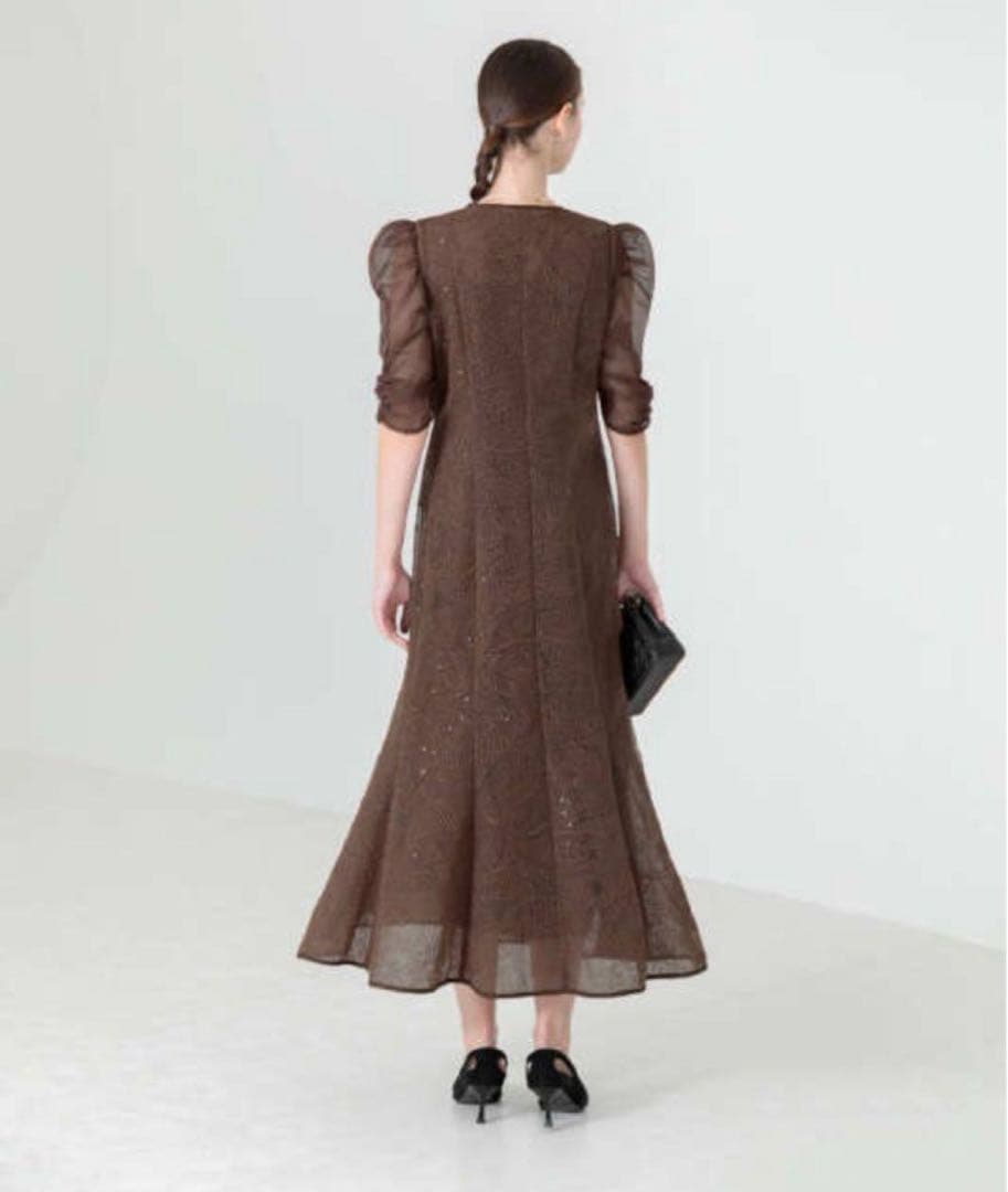 【LEJA】刺繍レースウエストサイド釦マーメイド M