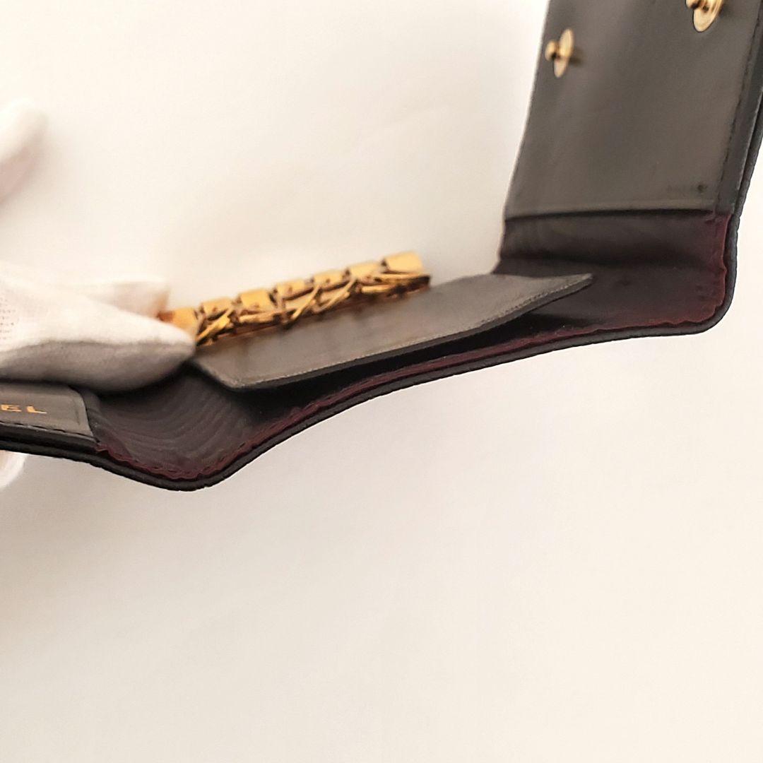 【美品】シャネル エンボスCOCOキャビアスキン 6連キーケース 黒〈K-013