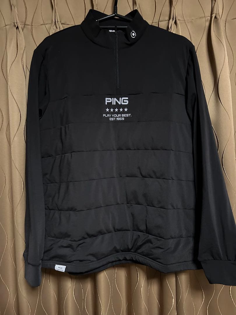 PING ブラック 長袖ハーフジップシャツ