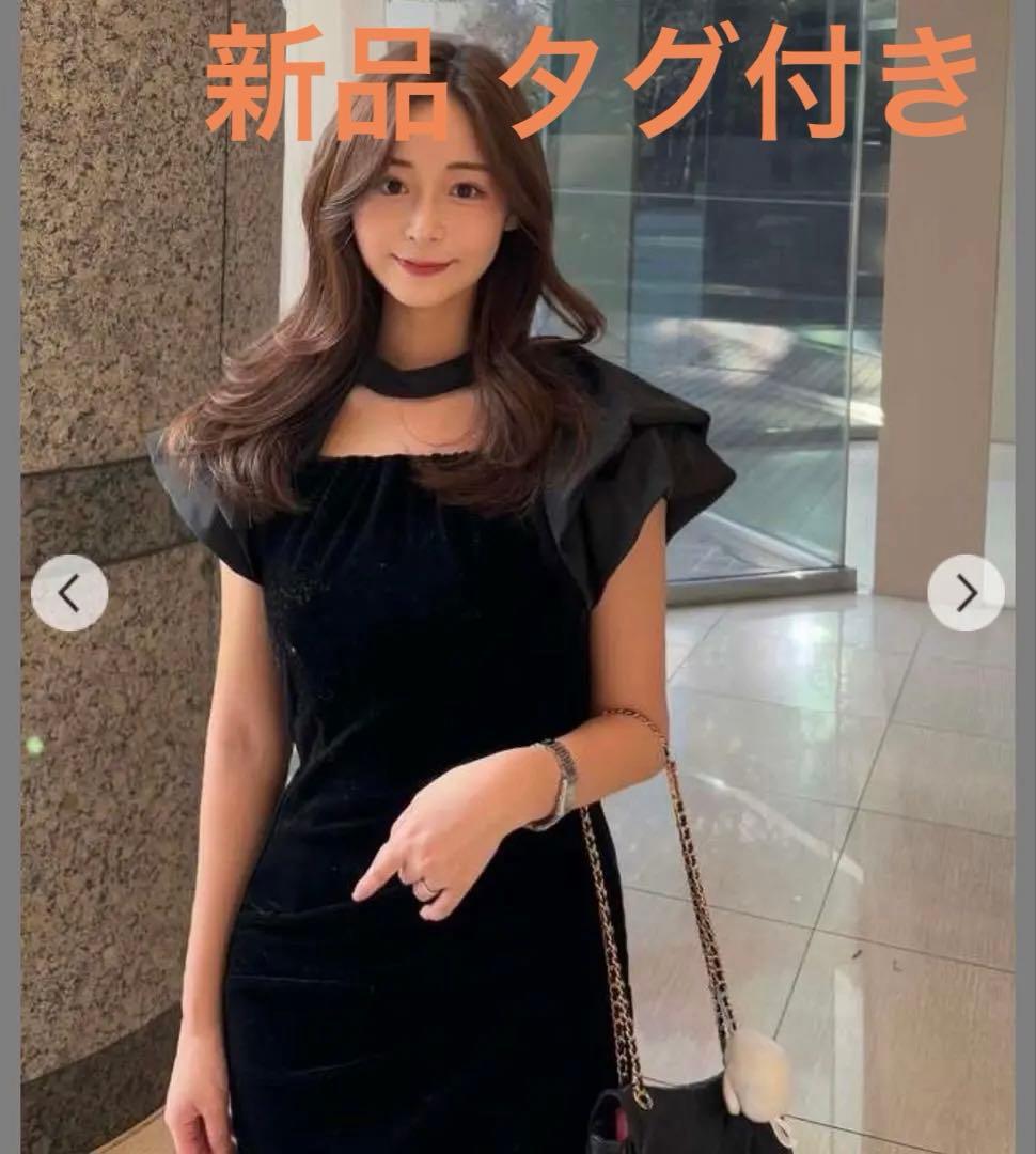 【新品未使用】ANDRESD drape velour dress