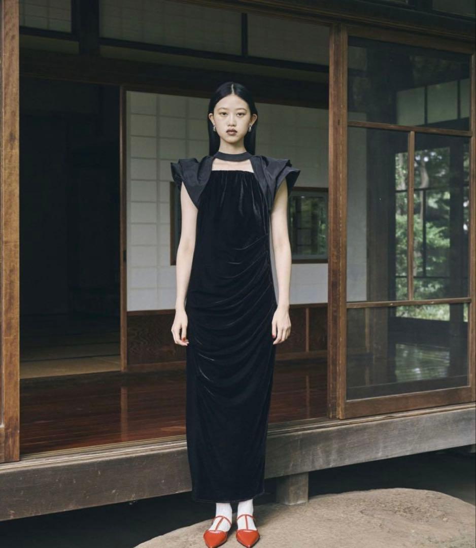 【新品未使用】ANDRESD drape velour dress