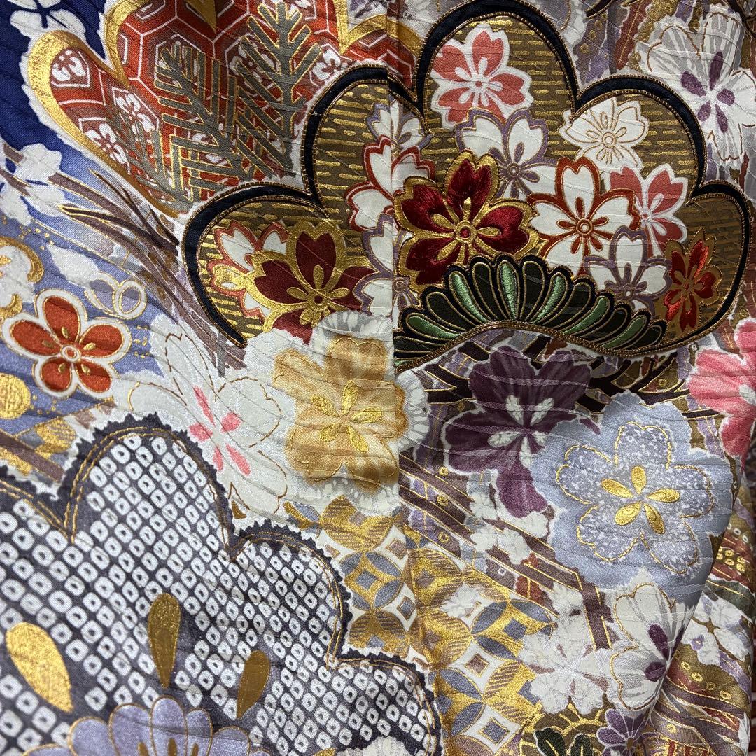 【振袖フルセット】+着付け小物フルセット豪華金彩 四季花文 流水文様 金駒刺繍