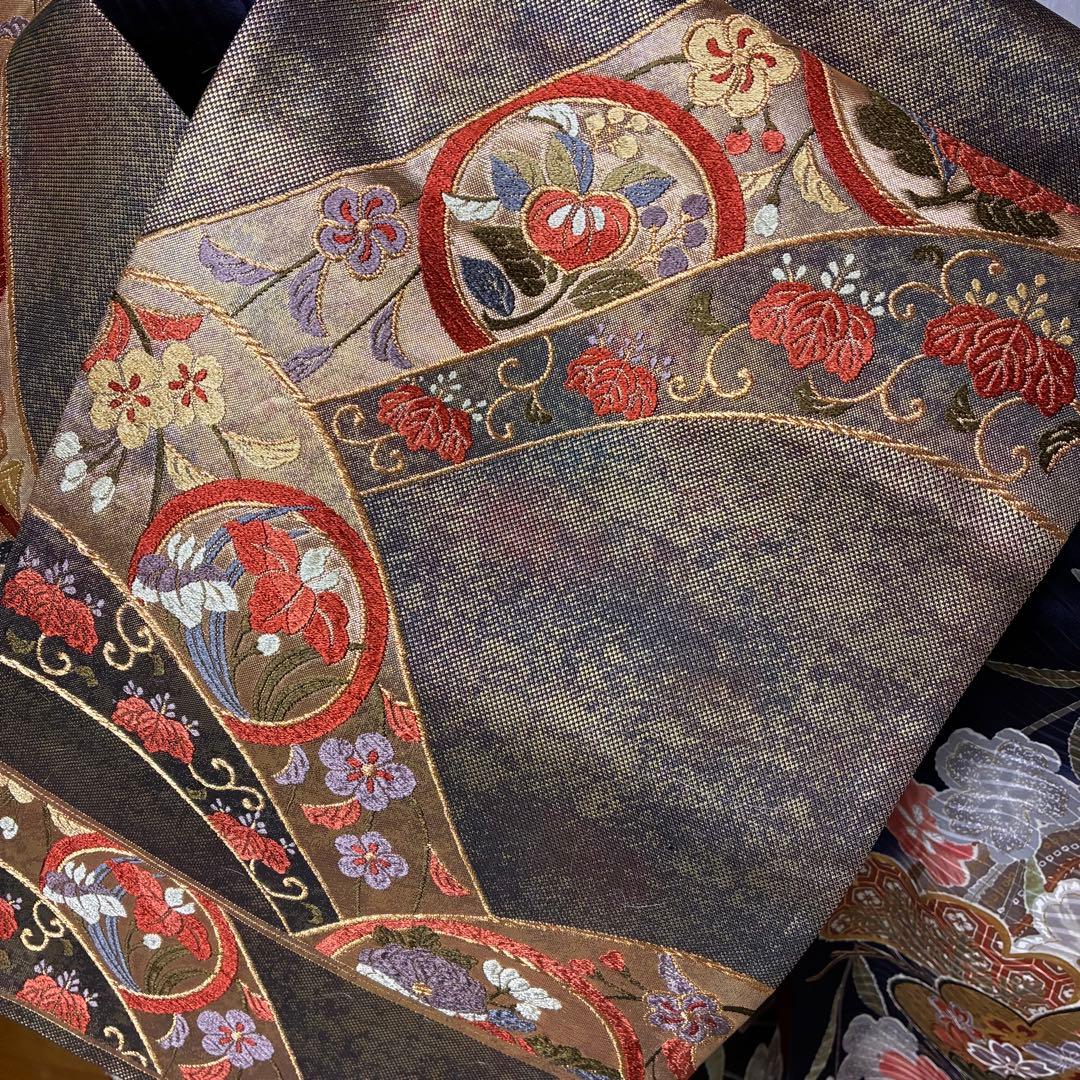 【振袖フルセット】+着付け小物フルセット豪華金彩 四季花文 流水文様 金駒刺繍