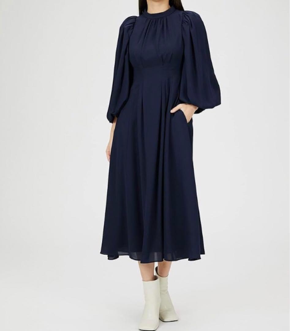 新品　セルフォード　ネイビー シフォンロングワンピース　22ss★
