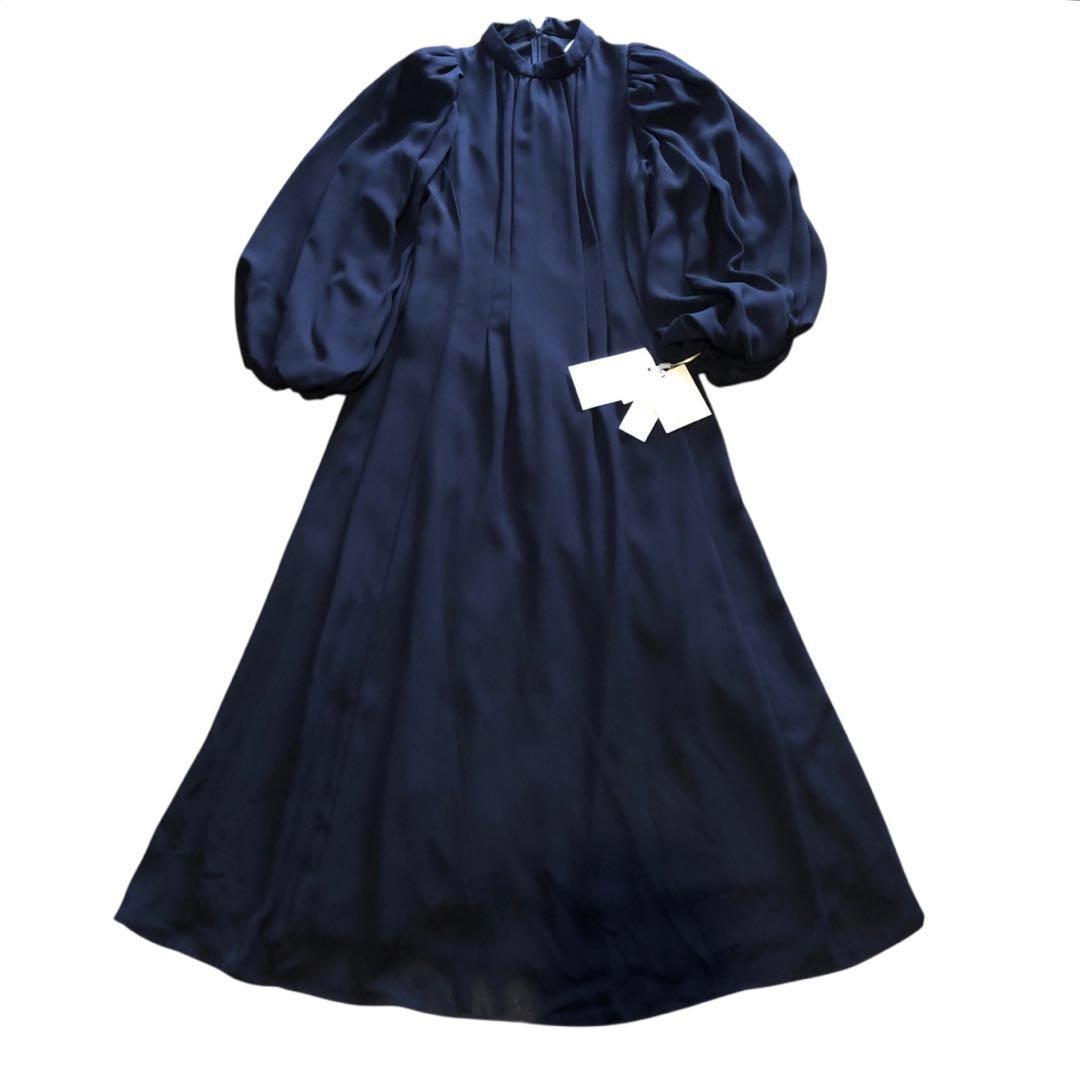 新品　セルフォード　ネイビー シフォンロングワンピース　22ss★