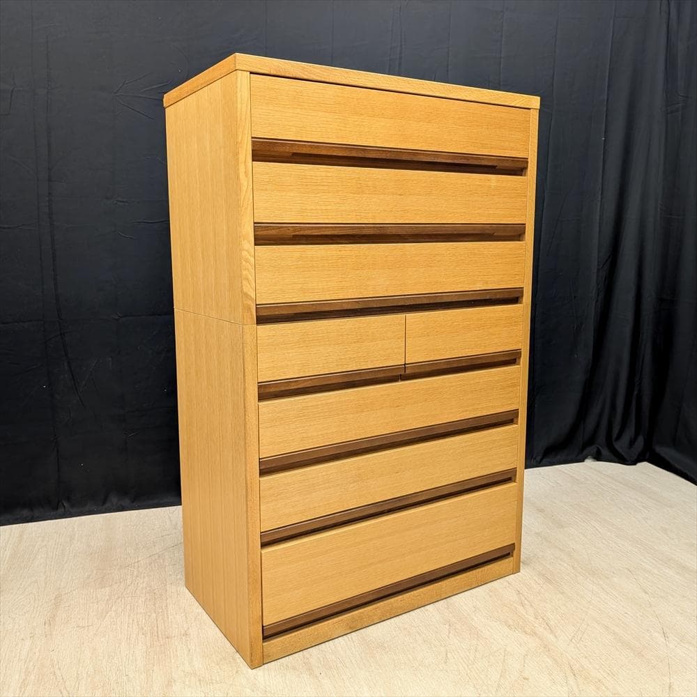 美品　旭川家具　天然木　リビングチェスト　タンス　箪笥　チェスト　引き出し　整理