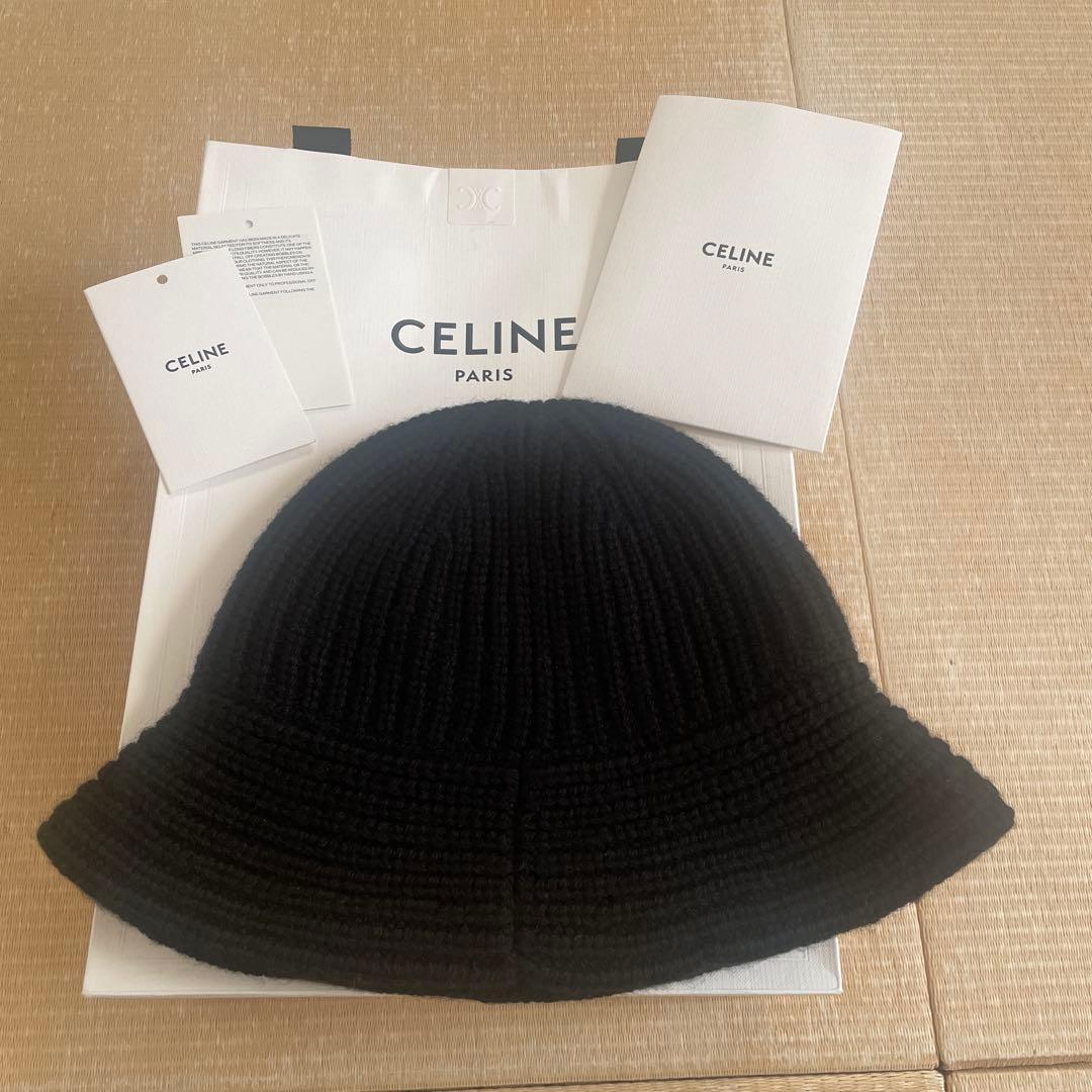 CELINE ブラック ニットバケットハット