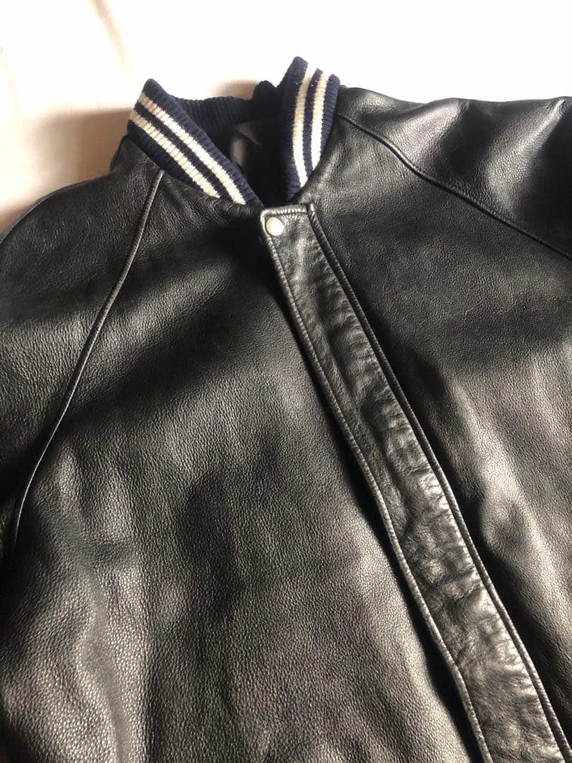 【重厚感】90s ヴィンテージ 本革スタジャン カウハイド ブラック